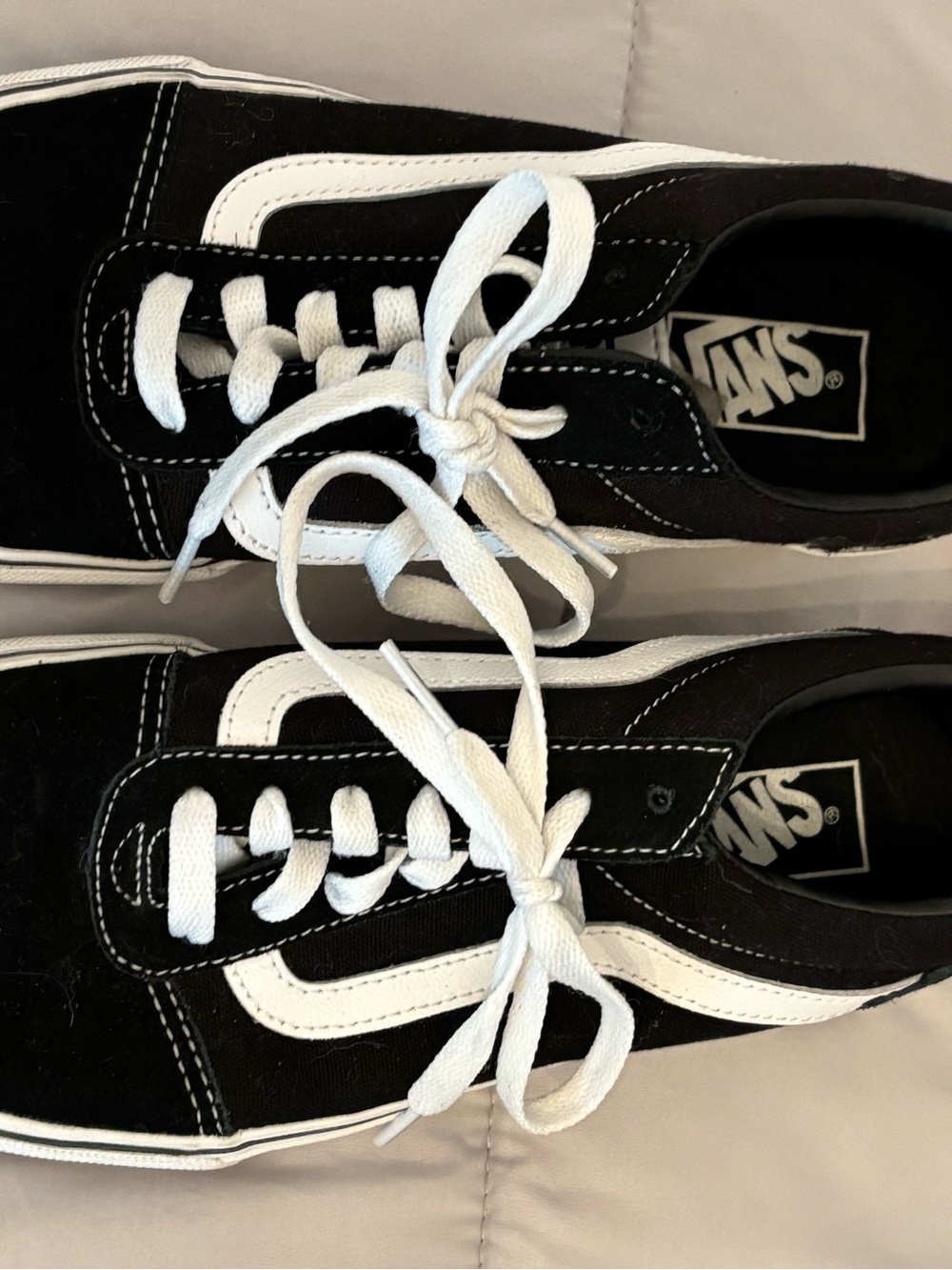Vans Black Canvas Low-Top Sneakers with White Stripe - Picture 3 of 3